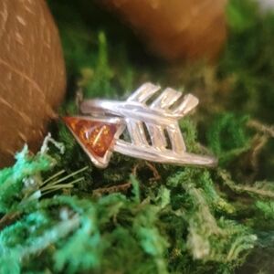 Sterling Silver Arrow Ring with Amber Accent